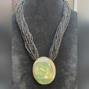 Ocean Jasper Statement Necklace | Boho Multi-Strand Beaded | 20” VINTAGE